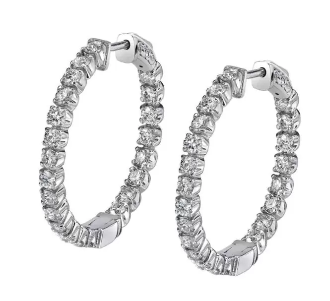 white gold diamond hoop earrings