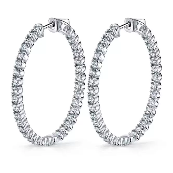 white gold large diamond hoop earrings