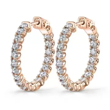 White Gold Thick Diamond Huggie Earrings - 25MM
