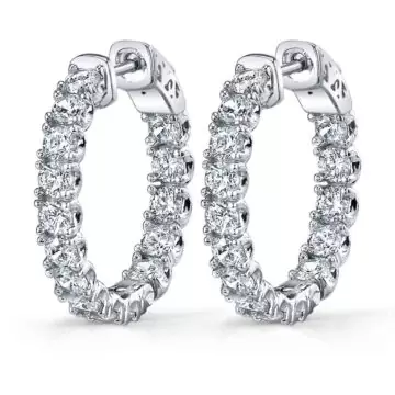 White Gold Extra Thick Diamond Huggie Earrings - 25MM