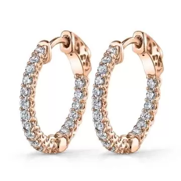 White Gold Diamond Hoop Earrings - 19MM