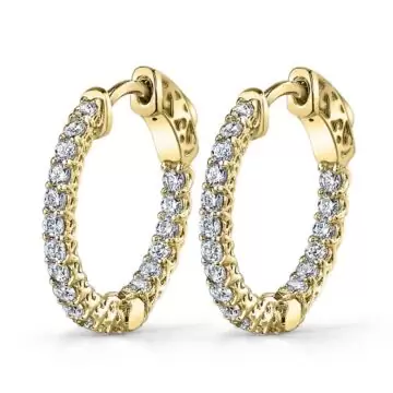 White Gold Diamond Hoop Earrings - 19MM