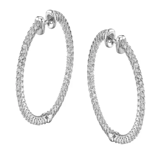 white gold diamond hoop earrings