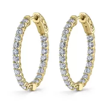 White Gold Oval Diamond Hoop Earrings - 25 X 30 MM