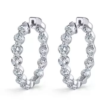 white gold single prong diamond hoop earrings