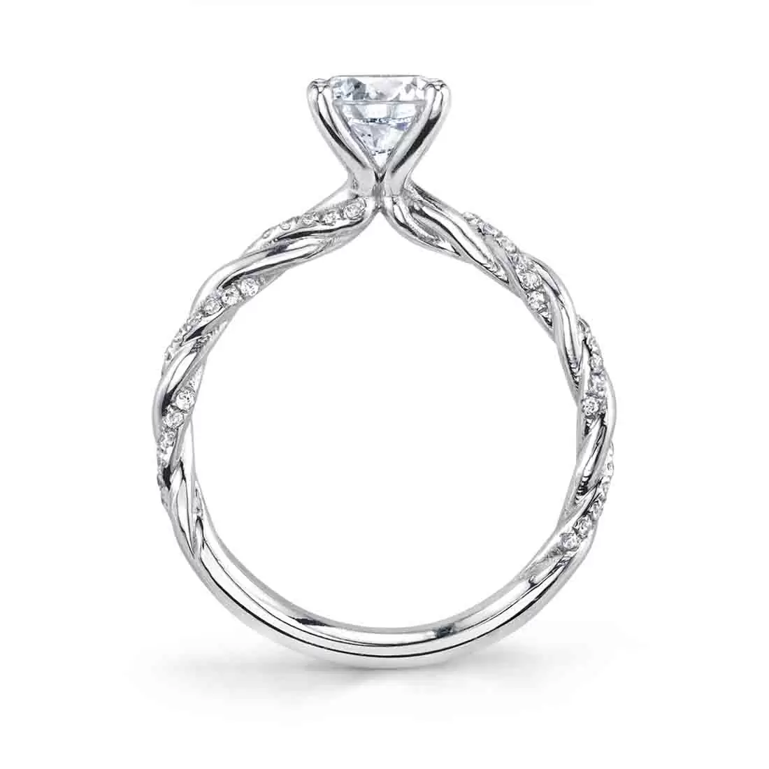 white gold spiral engagement ring profile