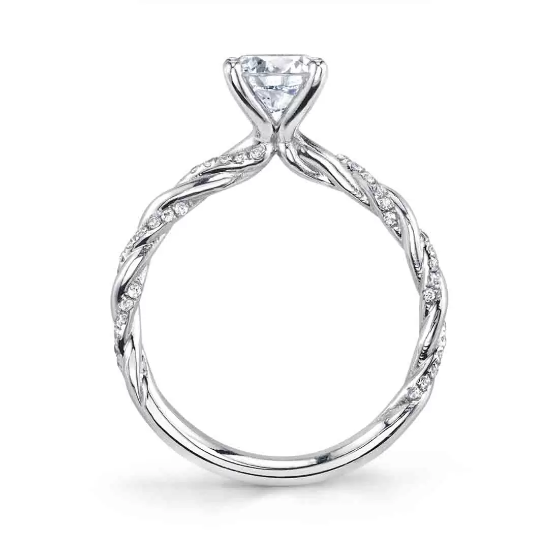 White Gold Round Cut Diamond Spiral Engagement Ring - Jolie