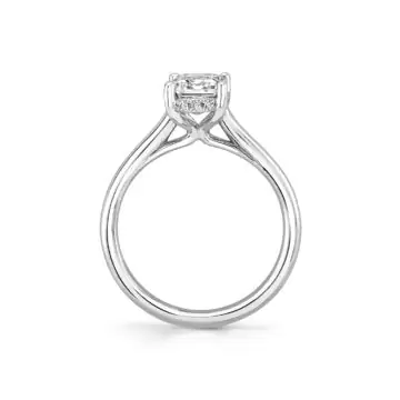 White Gold Emerald Cut Solitaire Hidden Halo Engagement Ring - Elliott