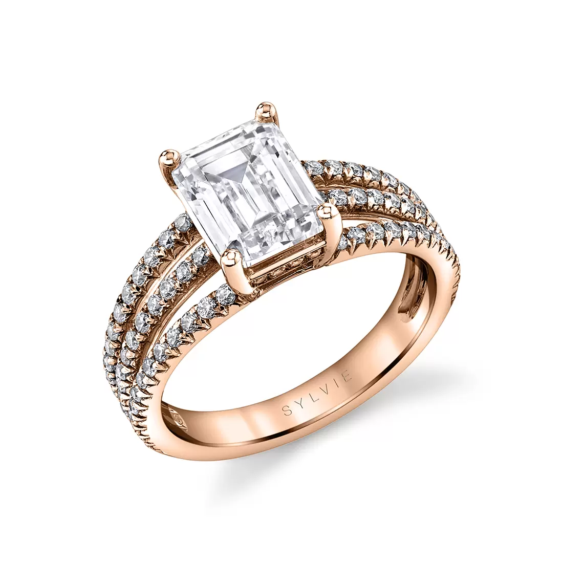 rose gold classic split shank engagement ring