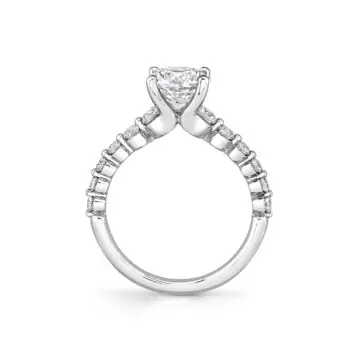 White Gold Round Cut Single Prong Engagement Ring - Clover