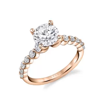 White Gold Round Cut Single Prong Engagement Ring - Clover
