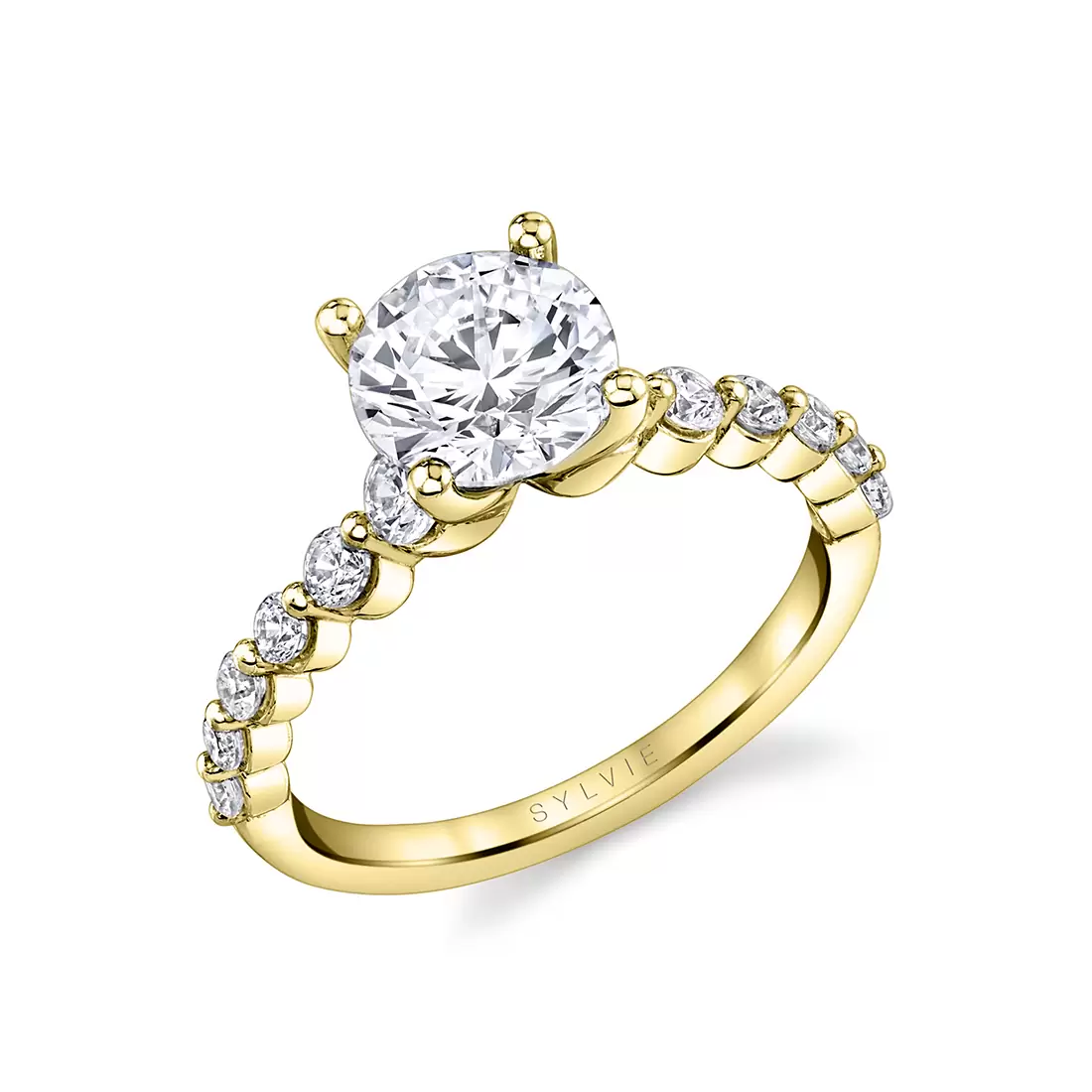 White Gold Round Cut Single Prong Engagement Ring - Clover - Lifestyle Image - Lifestyle Image
