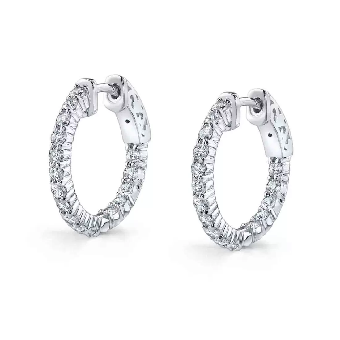white gold classic pave diamond hoop earrings