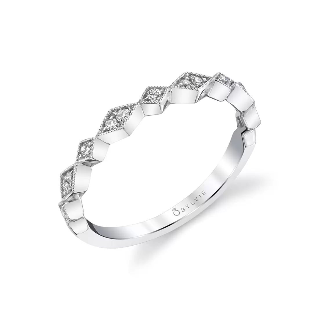 white gold modern stackable wedding ring