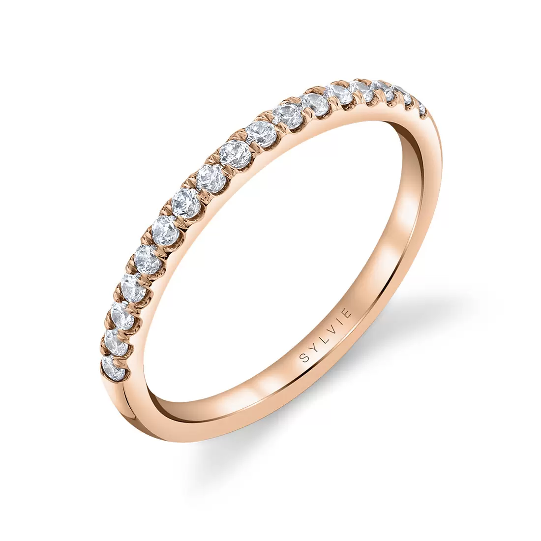 Rose gold diamond classic wedding ring.