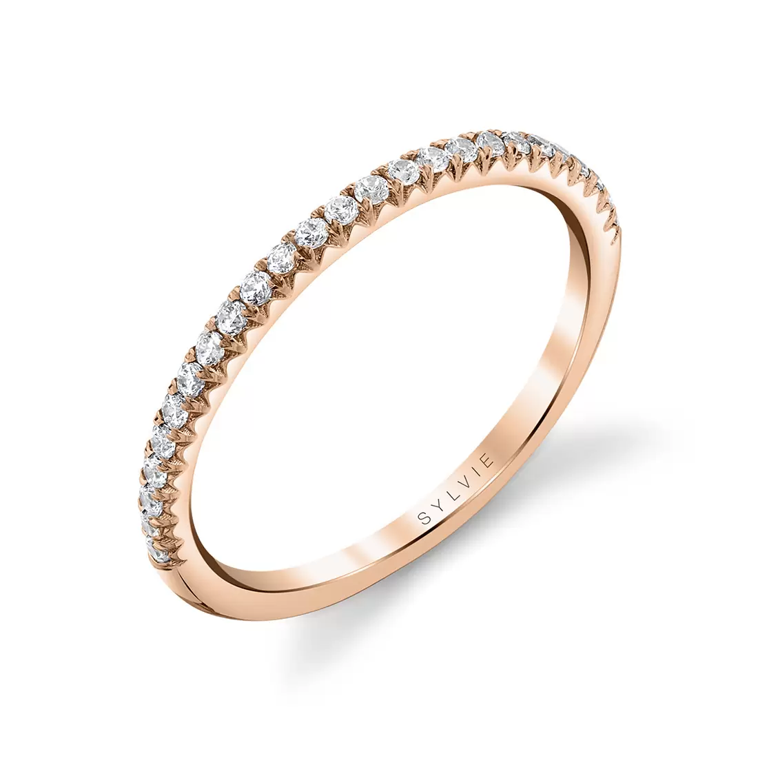Rose gold, diamond classic wedding ring.