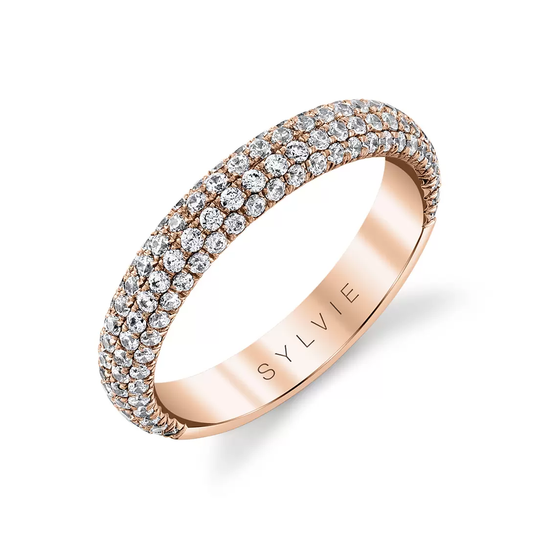 Rose gold thick pave wedding ring