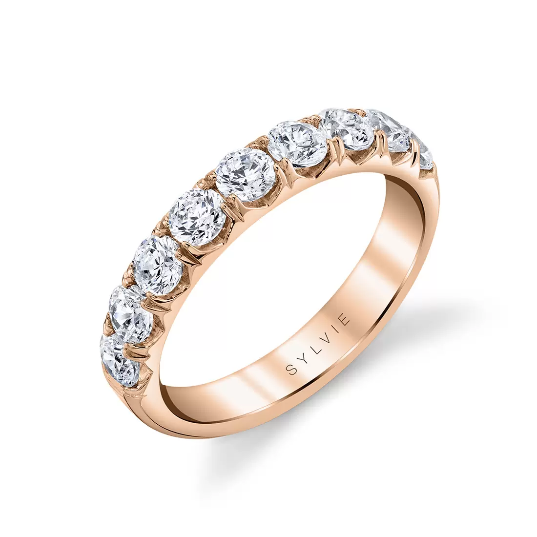 Rose gold thick classic diamond wedding ring