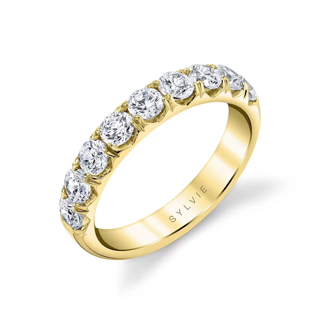 Yellow gold thick classic diamond wedding ring