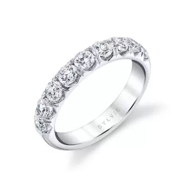 White Gold Thick Classic Diamond Wedding Ring - Darla