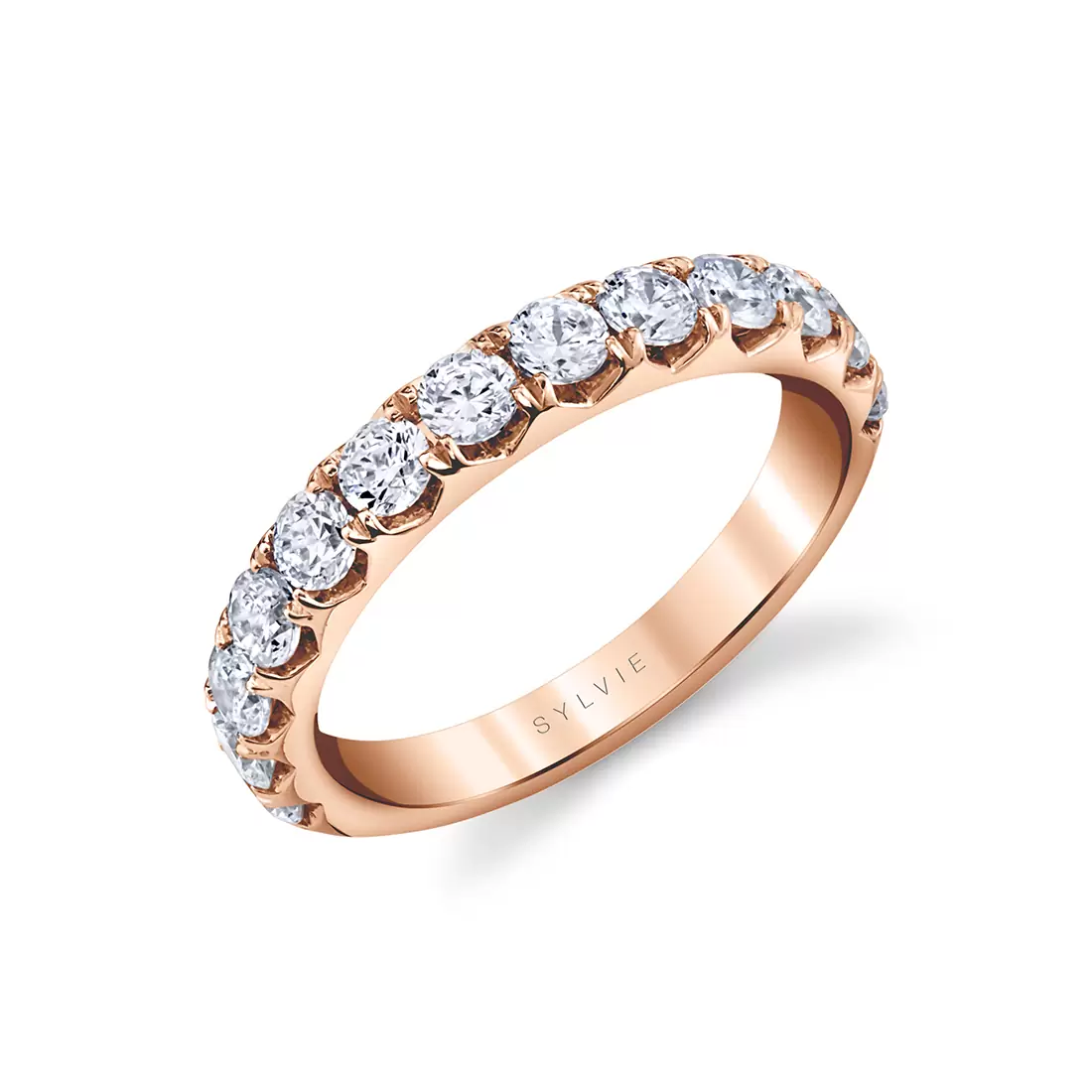 rose gold thick classic diamond wedding ring