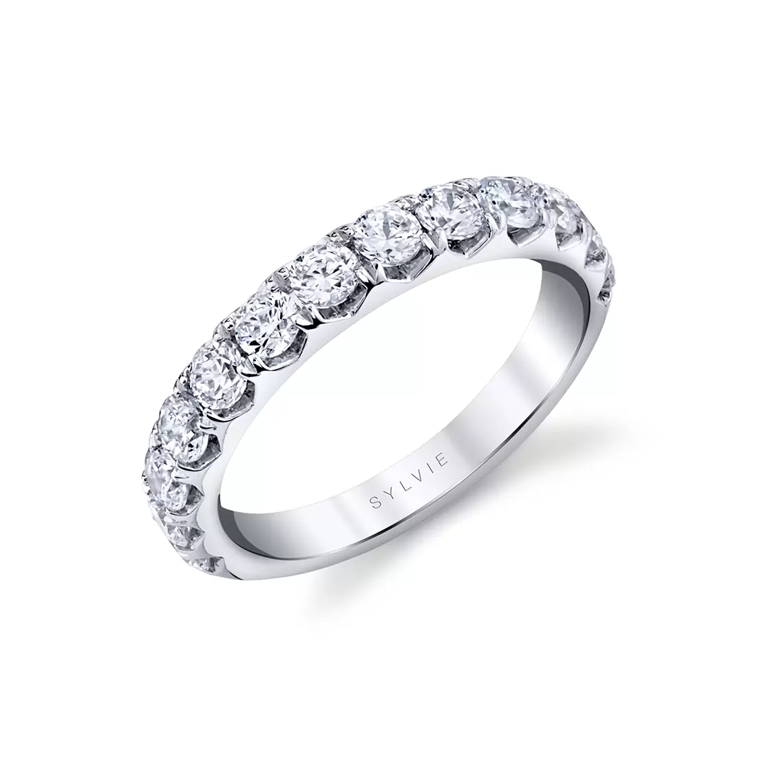 White Gold Thick Classic Diamond Wedding Ring - Darlene