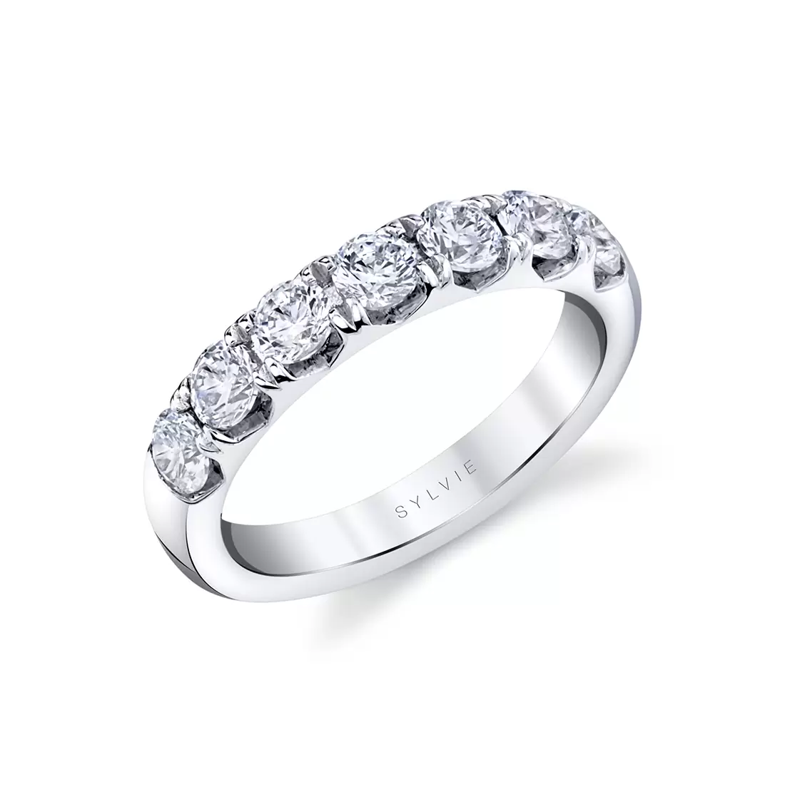 White Gold Thick Classic Diamond Wedding Ring - Davina