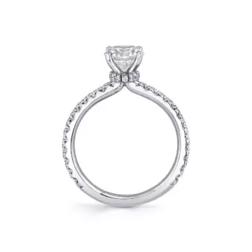 White Gold Round Cut Classic Hidden Halo Collar Engagement Ring - Nova