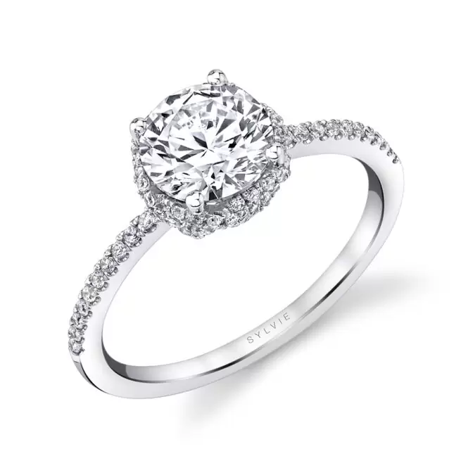 rose gold diamond curved wedding ring