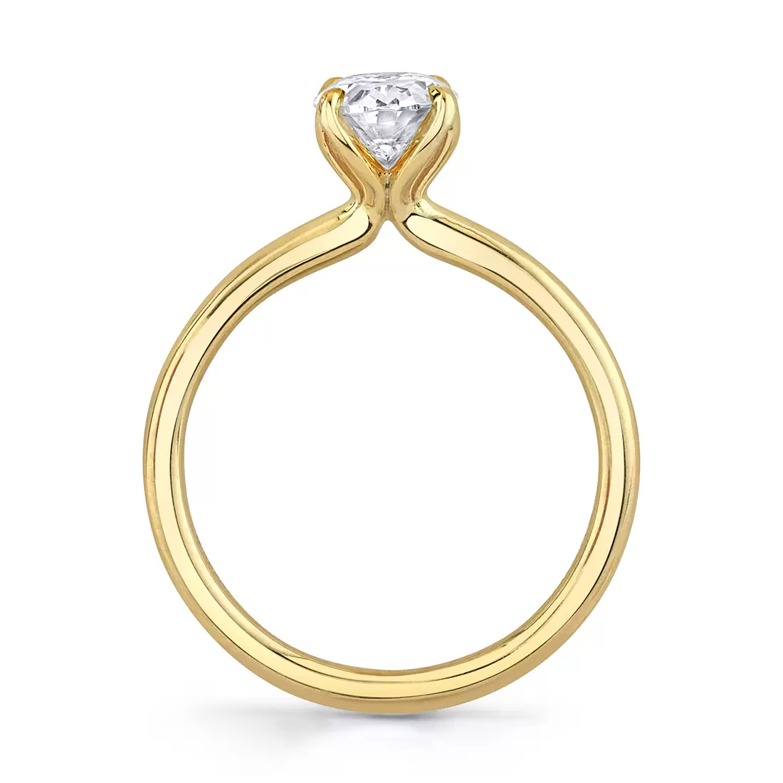 White Gold Tulira Solitaire Petal Prong Engagement Ring - Fawn