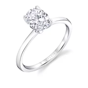 White Gold Tulira Solitaire Petal Prong Engagement Ring - Fawn