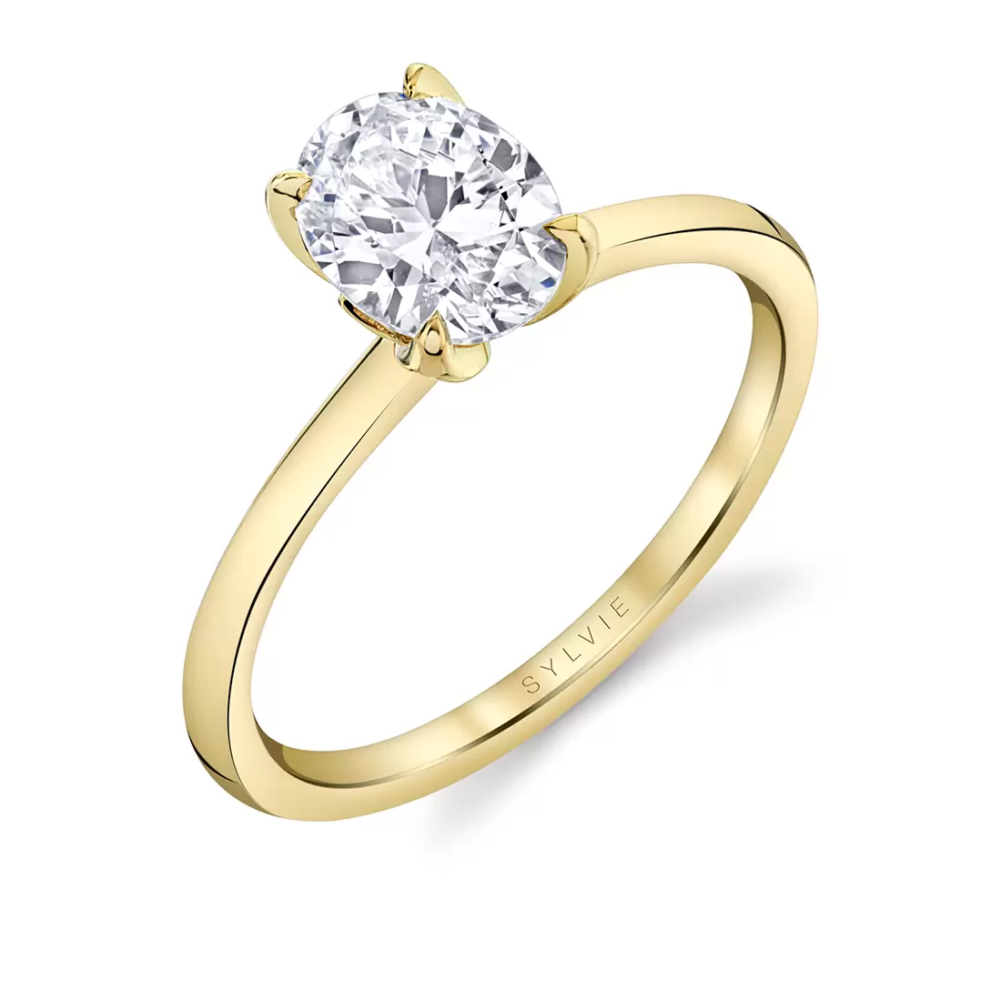 yellow gold solitaire petal prong engagement ring