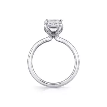 White Gold Tulira Emerald Cut Solitaire Diamond Petal Prong Engagement Ring - Shay