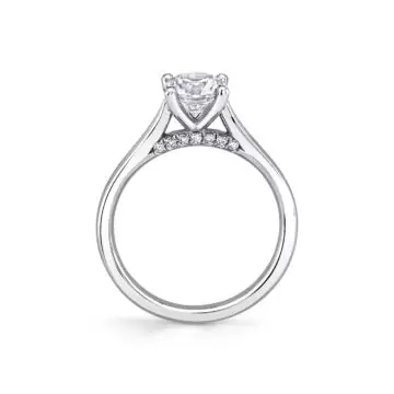 White Gold Round Cut Diamond Bridge Solitaire Engagement Ring - Leslie