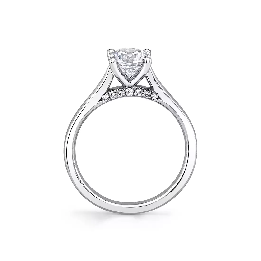 white gold solitaire engagement ring profile view