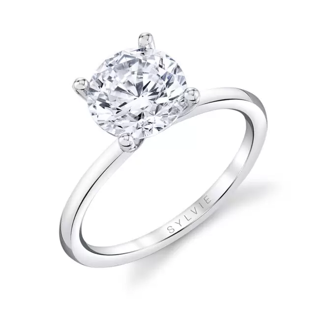 White Gold Round Cut Solitaire Engagement Ring