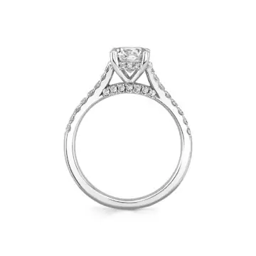 White Gold Round Cut Classic Diamond Bridge Engagement Ring - Landry
