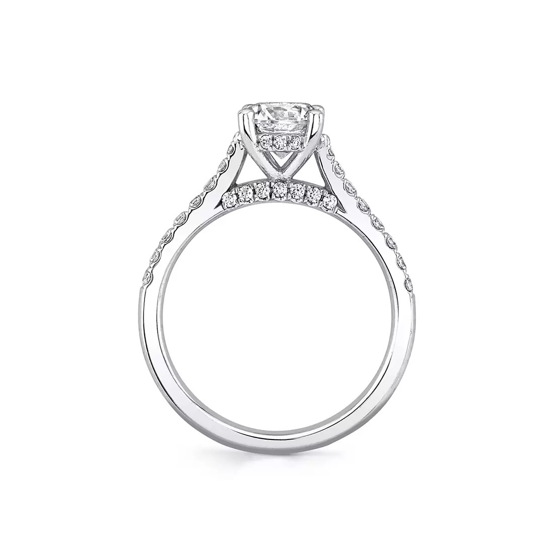 white gold classic diamond bridge engagement ring profile view