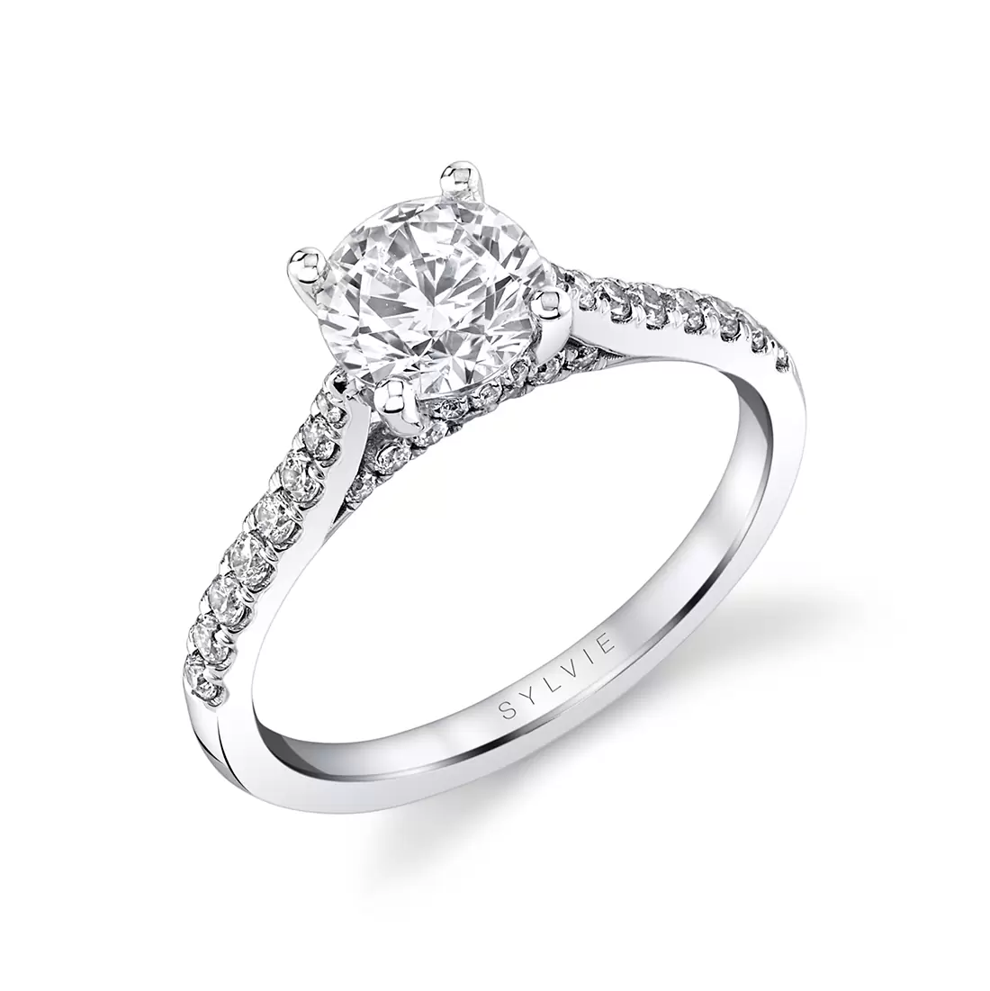 white gold classic diamond bridge engagement ring