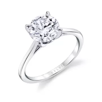 White Gold Tulira Solitaire Petal Prong Engagement Ring - Amber