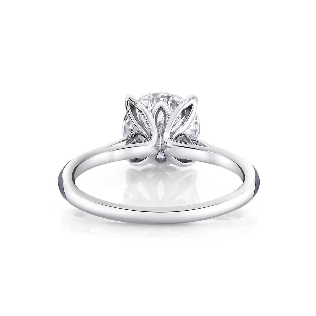 White Gold Tulira Solitaire Petal Prong Engagement Ring - Amber