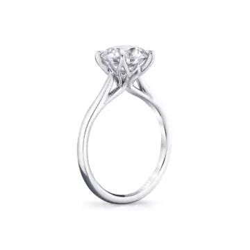 White Gold Tulira Solitaire Petal Prong Engagement Ring - Amber