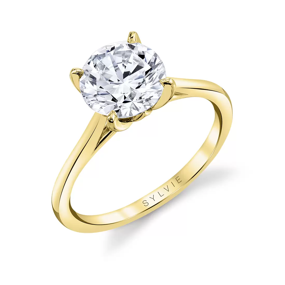 yellow gold solitaire petal prong engagement ring