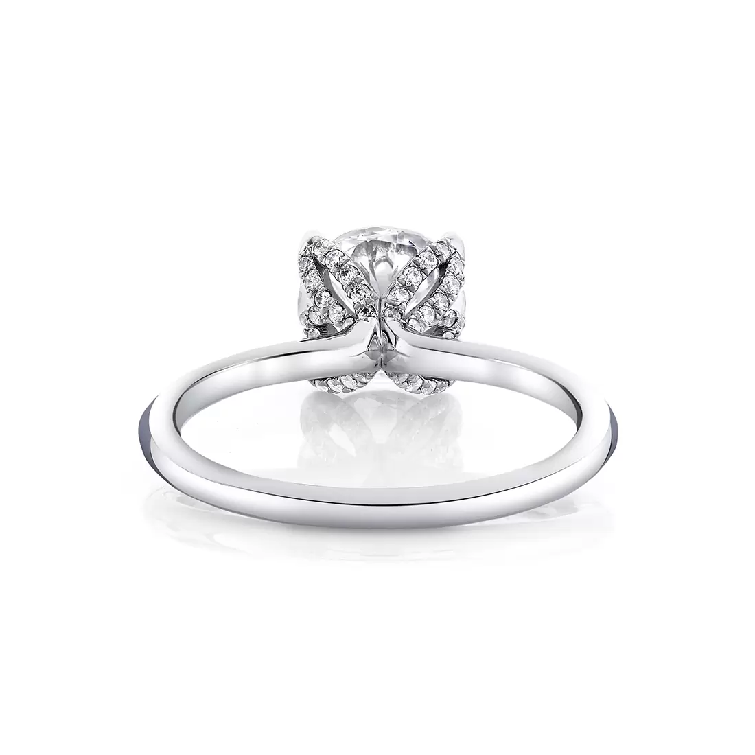 White Gold Tulira Solitaire Diamond Petal Prong Engagement Ring - Althaia