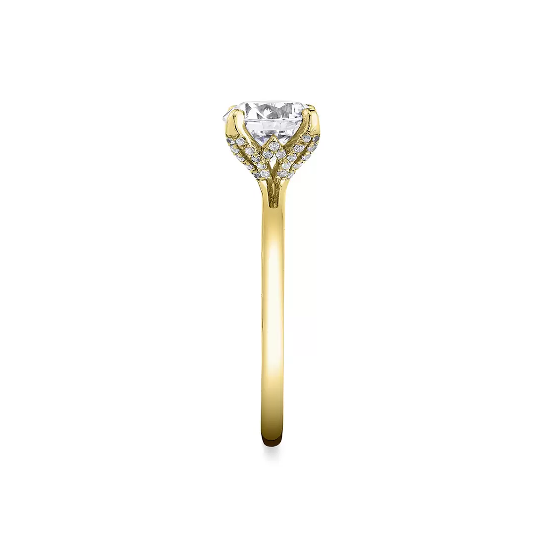 White Gold Tulira Solitaire Diamond Petal Prong Engagement Ring - Althaia