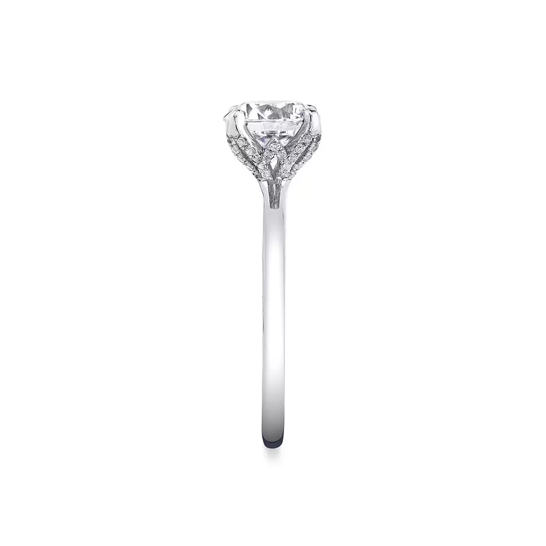 White Gold Tulira Solitaire Diamond Petal Prong Engagement Ring - Althaia
