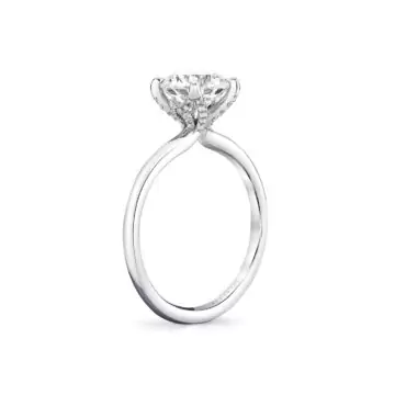 White Gold Tulira Solitaire Diamond Petal Prong Engagement Ring - Althaia