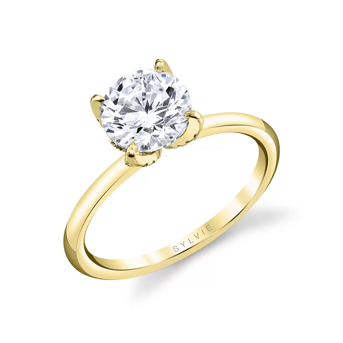 White Gold Tulira Solitaire Diamond Petal Prong Engagement Ring - Althaia