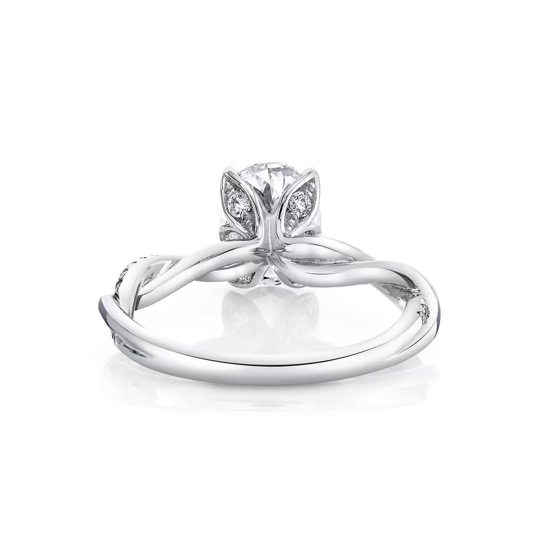 White Gold Tulira Spiral Diamond Petal Prong Engagement Ring - Ione