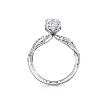 White Gold Tulira Spiral Diamond Petal Prong Engagement Ring - Ione